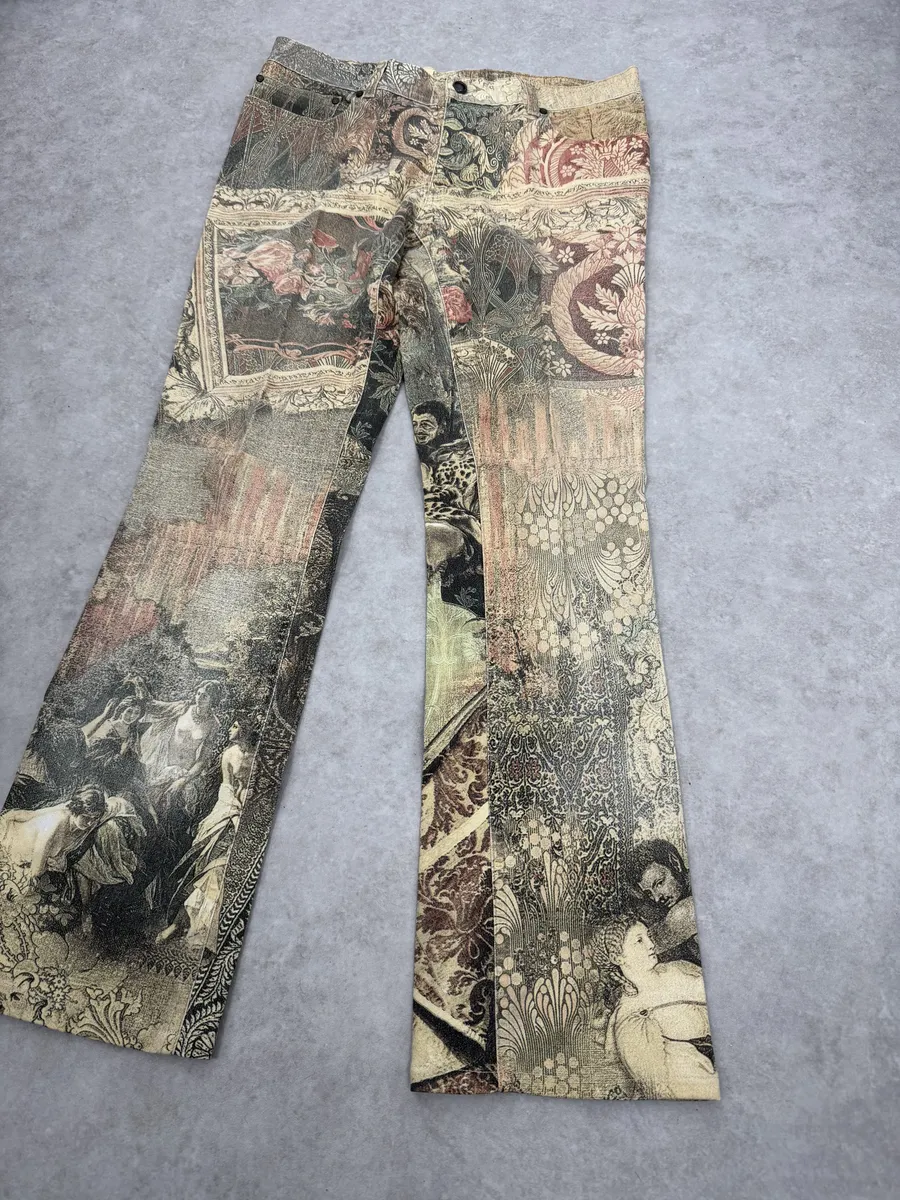 2000s Roberto Cavalli Patchwork Ornament Royal Pants - Image 11