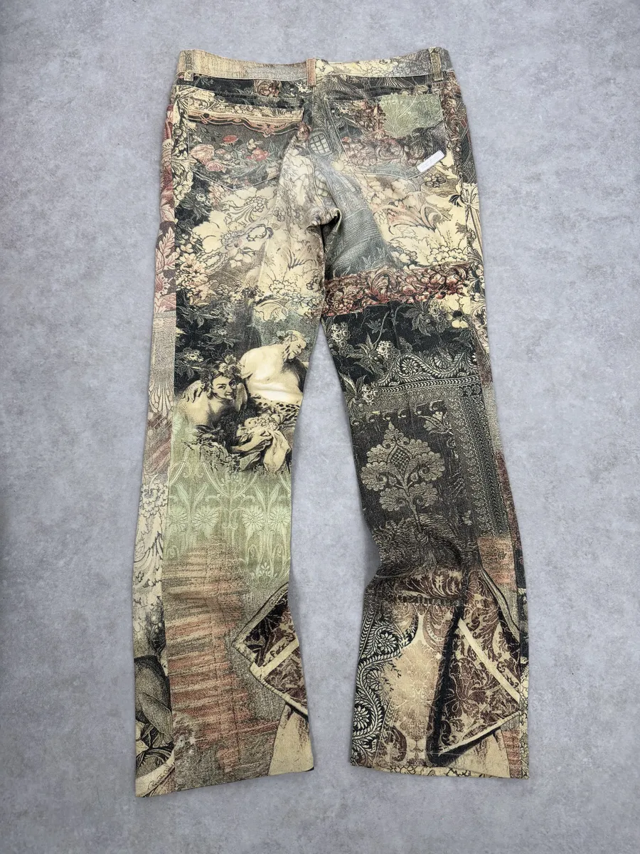 2000s Roberto Cavalli Patchwork Ornament Royal Pants - Image 2