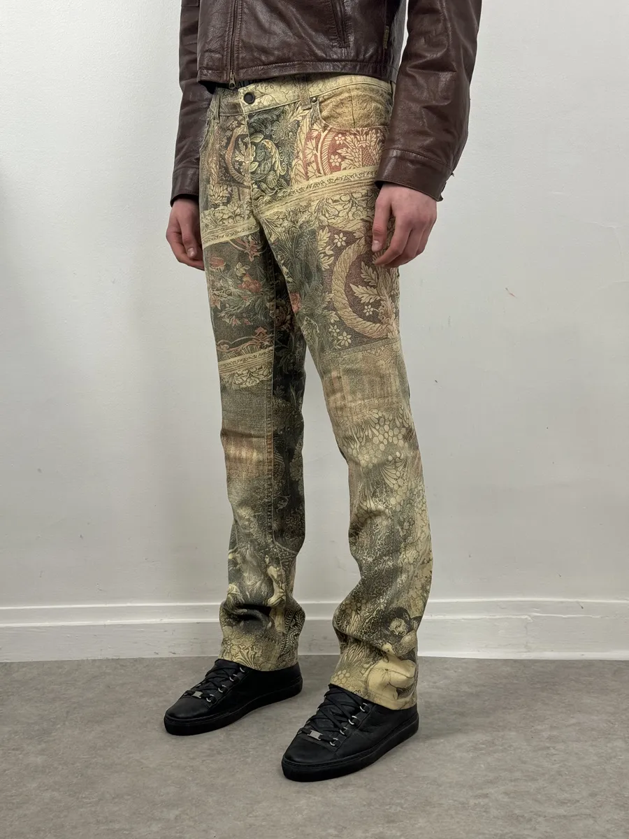 2000s Roberto Cavalli Patchwork Ornament Royal Pants - Image 5