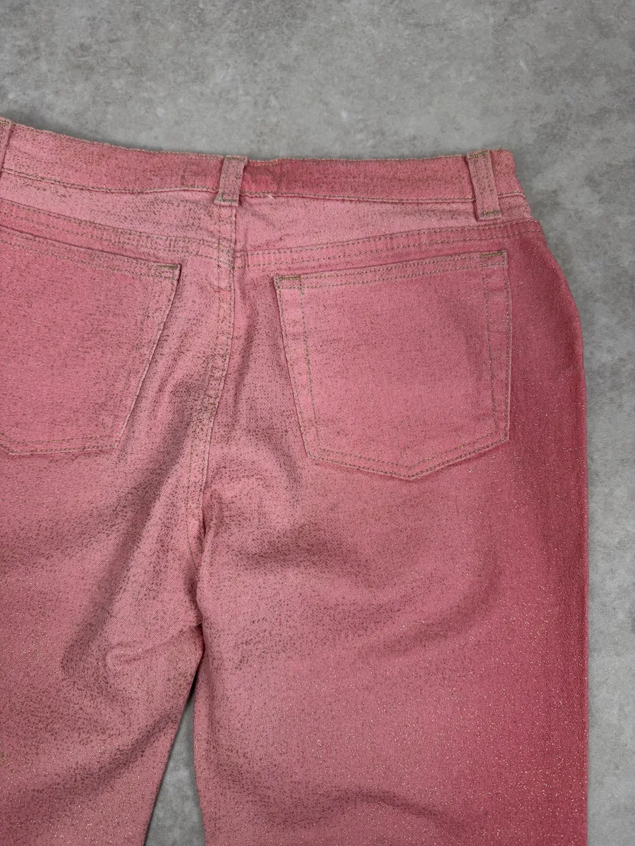 2000s Roberto Cavalli Pink Gradient Golden Pants - Image 6