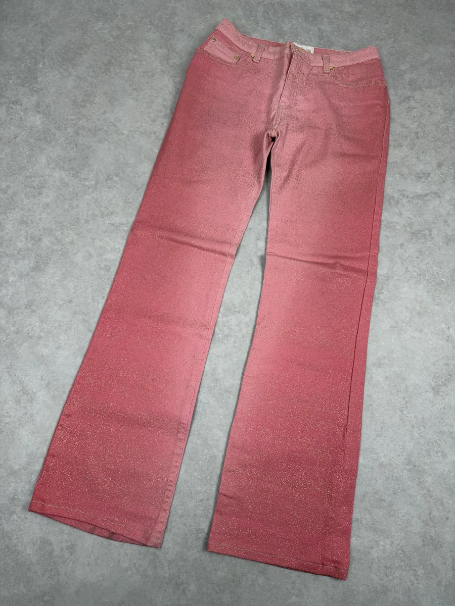 2000s Roberto Cavalli Pink Gradient Golden Pants - Image 8