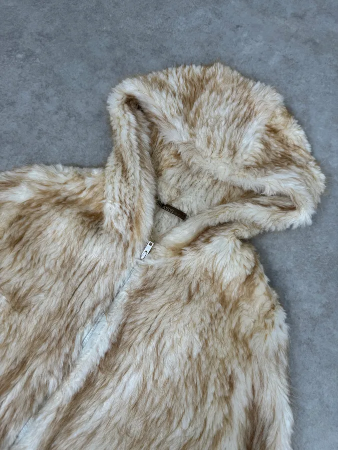 2000s Roberto Cavalli Pure Beaver Fur Beige Zip-Up Jacket - Image 5