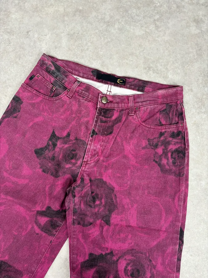 2000s Roberto Cavalli Purple Blossum Floral Pants - Image 5