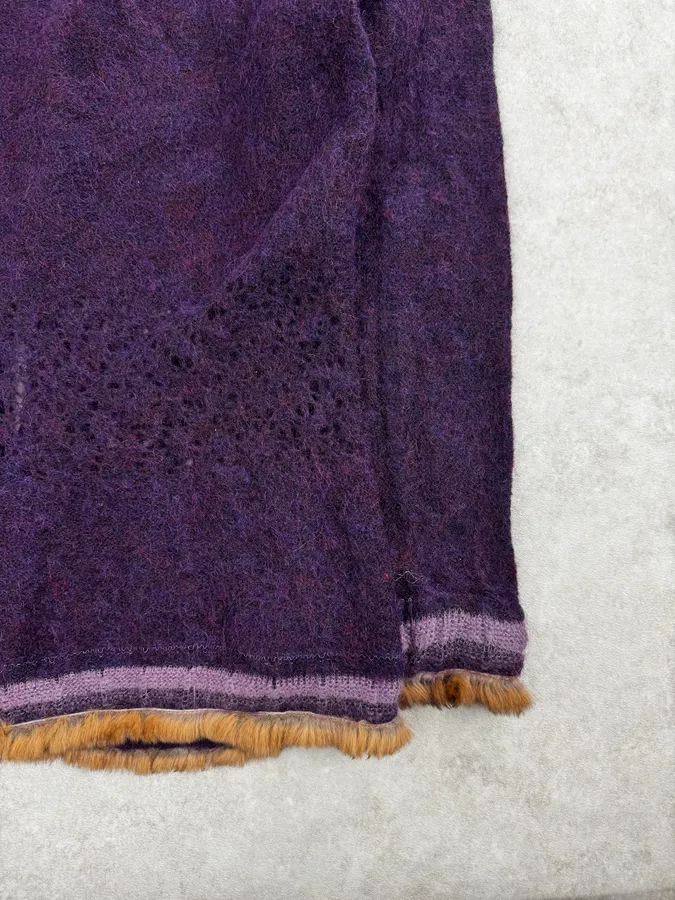 2000s Roberto Cavalli Purple Wool Obscure Cardigan Sweater - Image 9