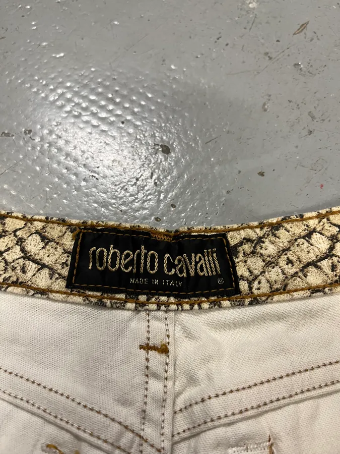 2000s Roberto Cavalli Python Effect Beige Pant - Image 11