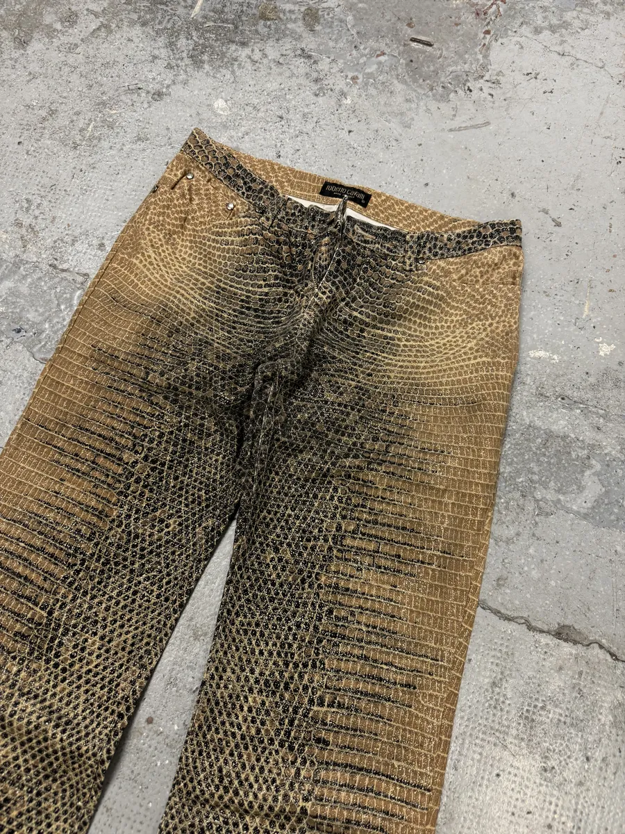 2000s Roberto Cavalli Python Effect Brown Pants - Image 10