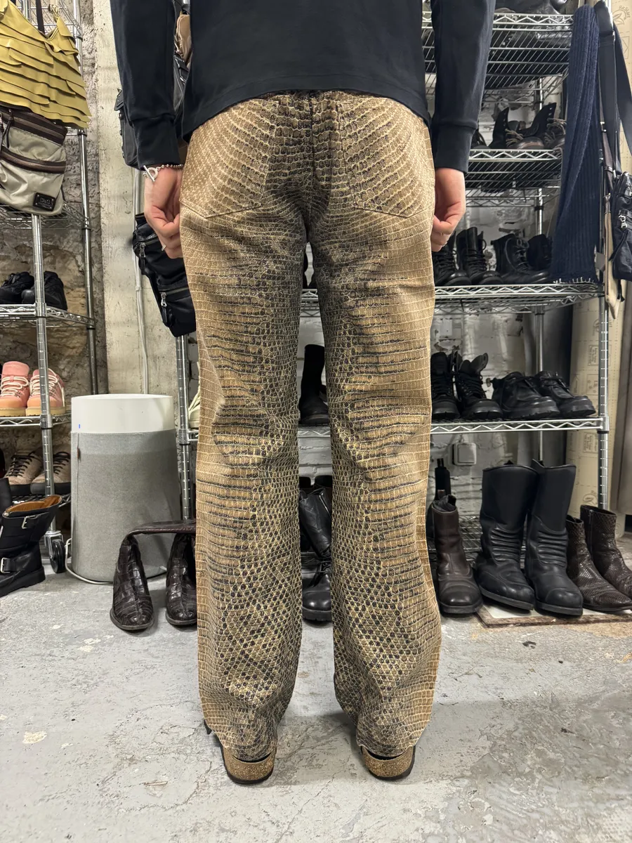 2000s Roberto Cavalli Python Effect Brown Pants - Image 3