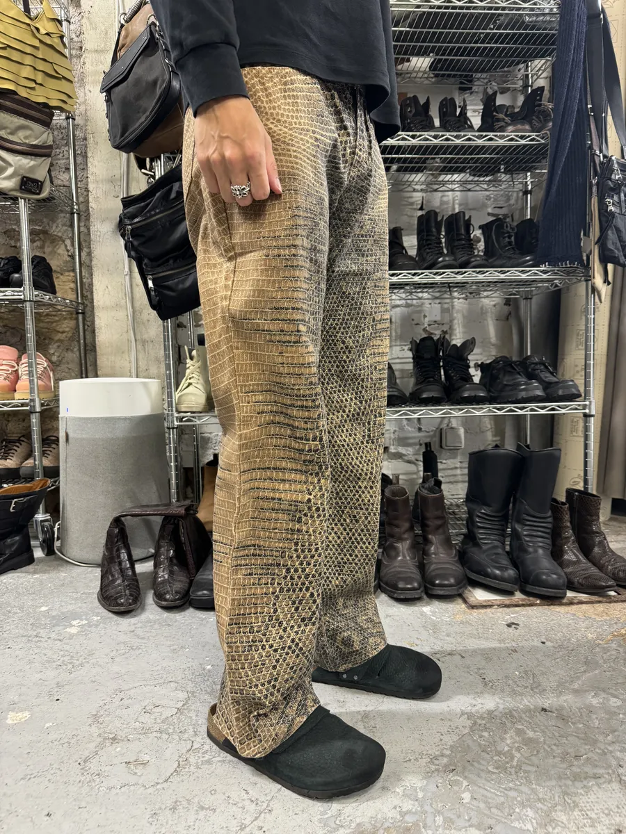 2000s Roberto Cavalli Python Effect Brown Pants - Image 4