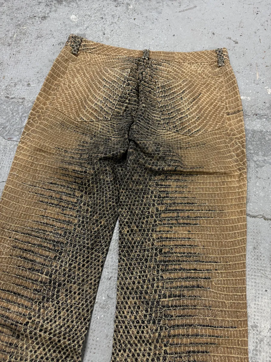 2000s Roberto Cavalli Python Effect Brown Pants - Image 5