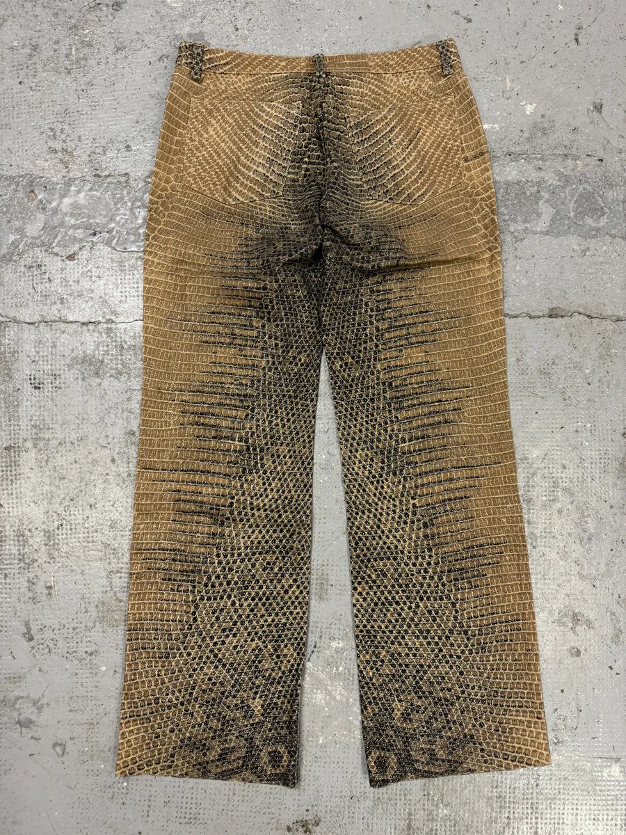 2000s Roberto Cavalli Python Effect Brown Pants - Image 7