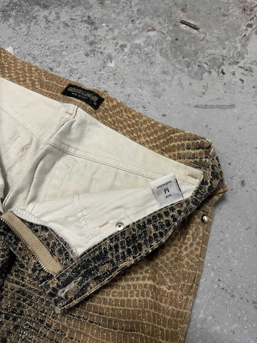2000s Roberto Cavalli Python Effect Brown Pants - Image 9