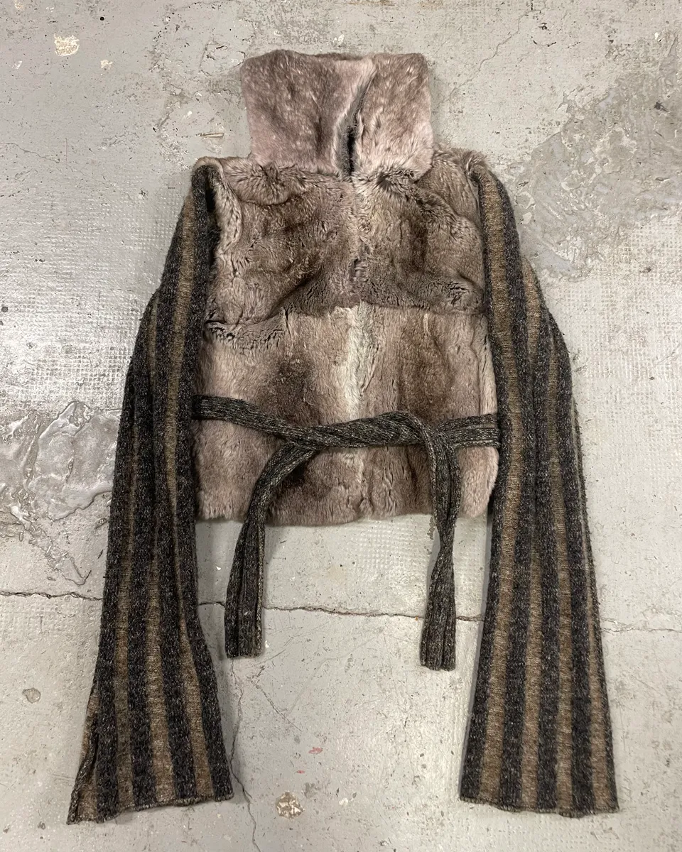 2000s Roberto Cavalli Raccoon Fur Grey Zip-up Jacket