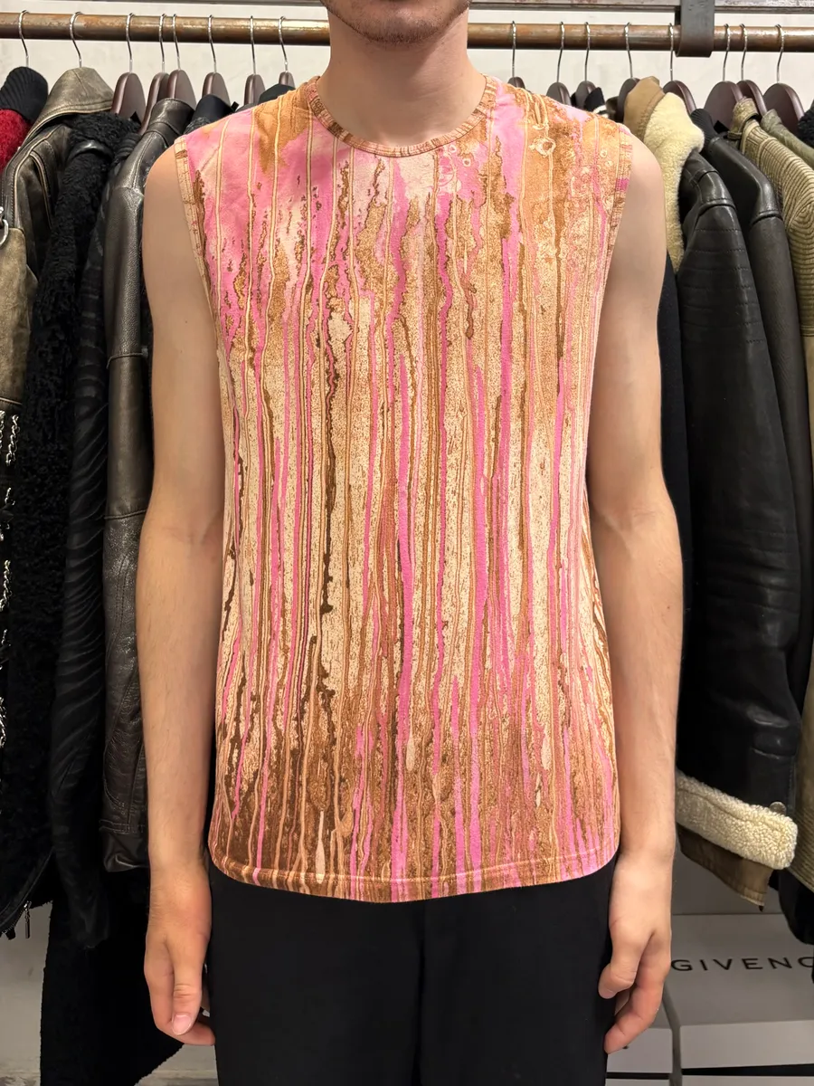 2000s Roberto Cavalli Rainy Ink Nasty Pink Tank Top - Image 2
