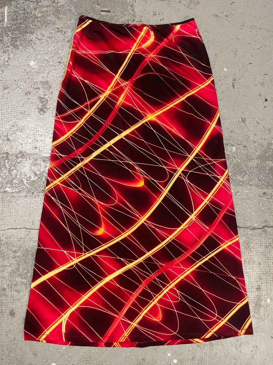 2000s Roberto Cavalli Red Fire Maxi Skirt - Image 4