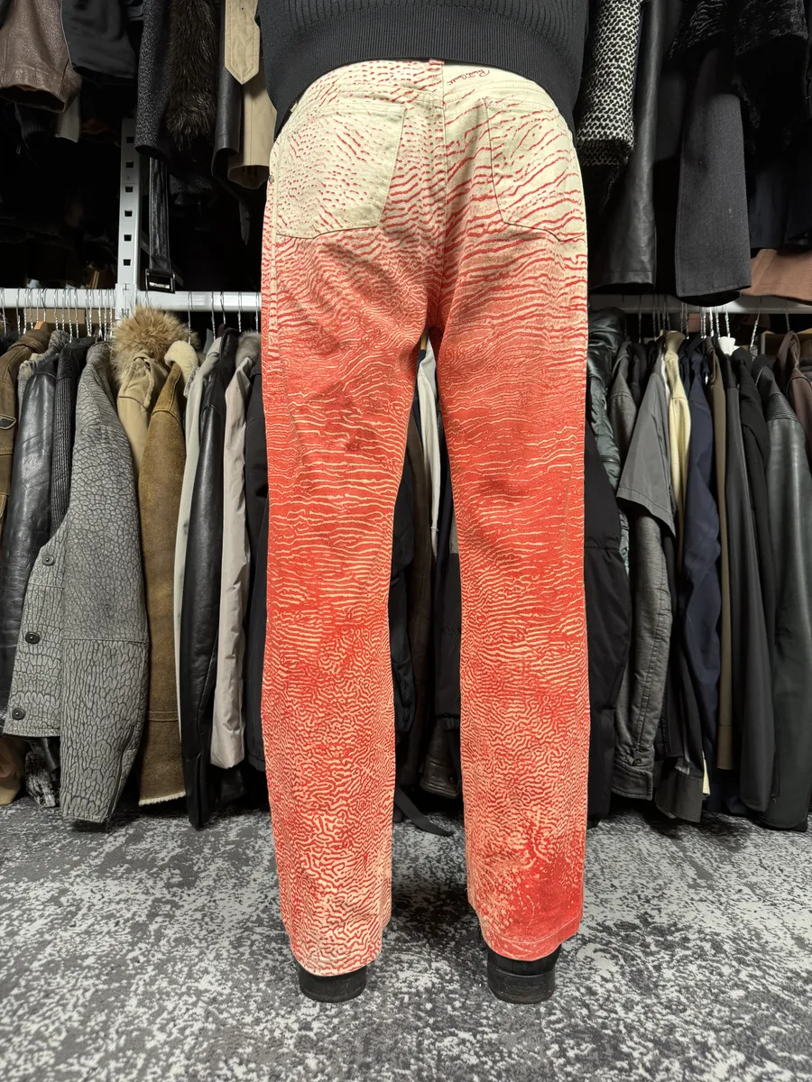2000s Roberto Cavalli Red & White Coral Pants - Image 2