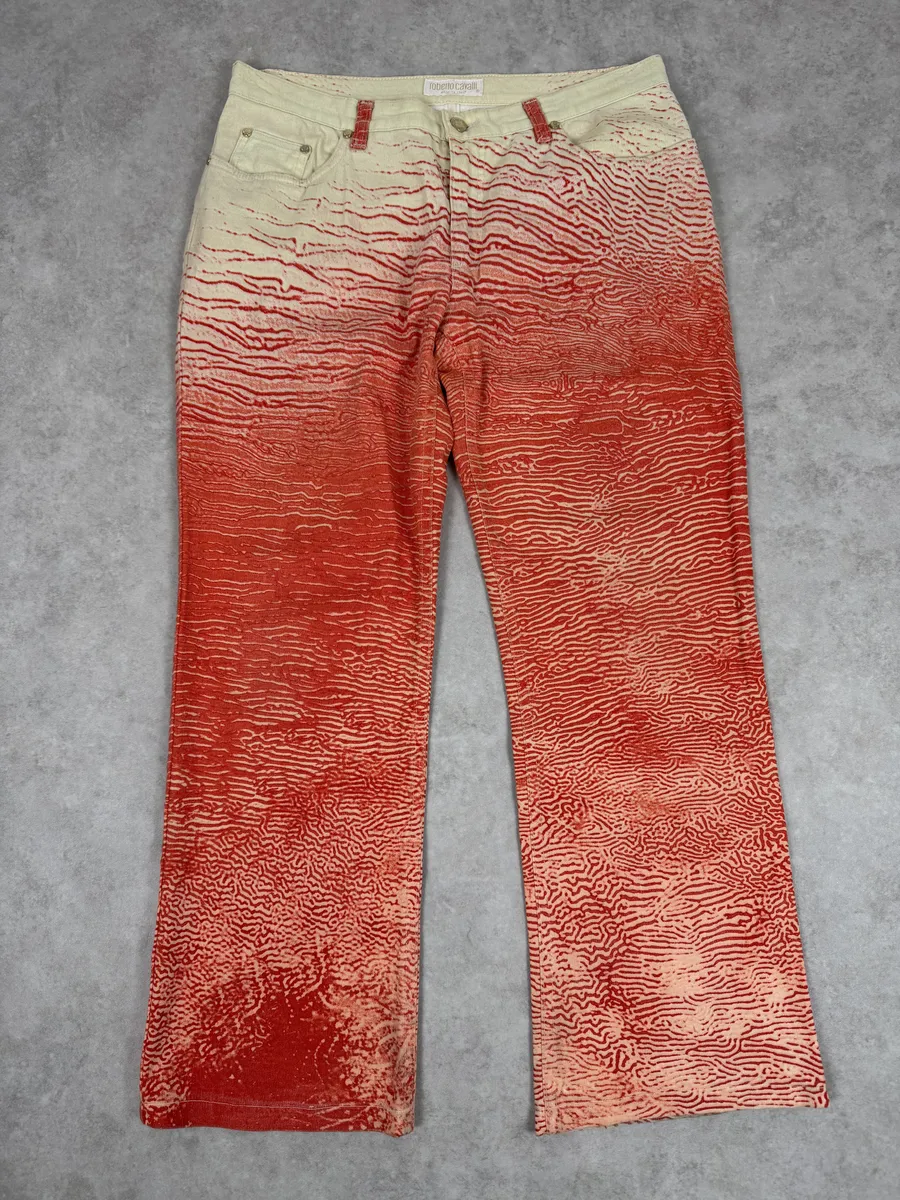 2000s Roberto Cavalli Red & White Coral Pants - Image 4