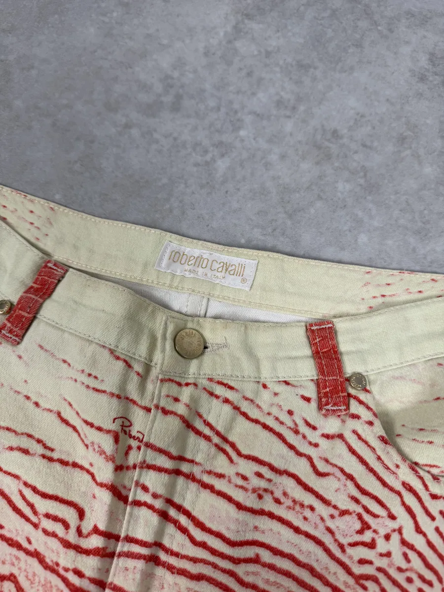 2000s Roberto Cavalli Red & White Coral Pants - Image 8