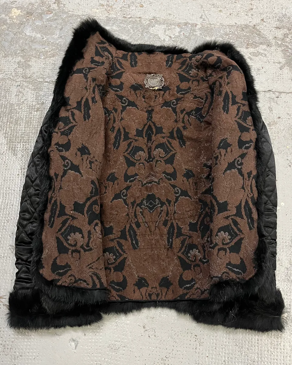 2000s Roberto Cavalli Reversible Black Fur Puffer & Ornament Brown Jacket - Image 14