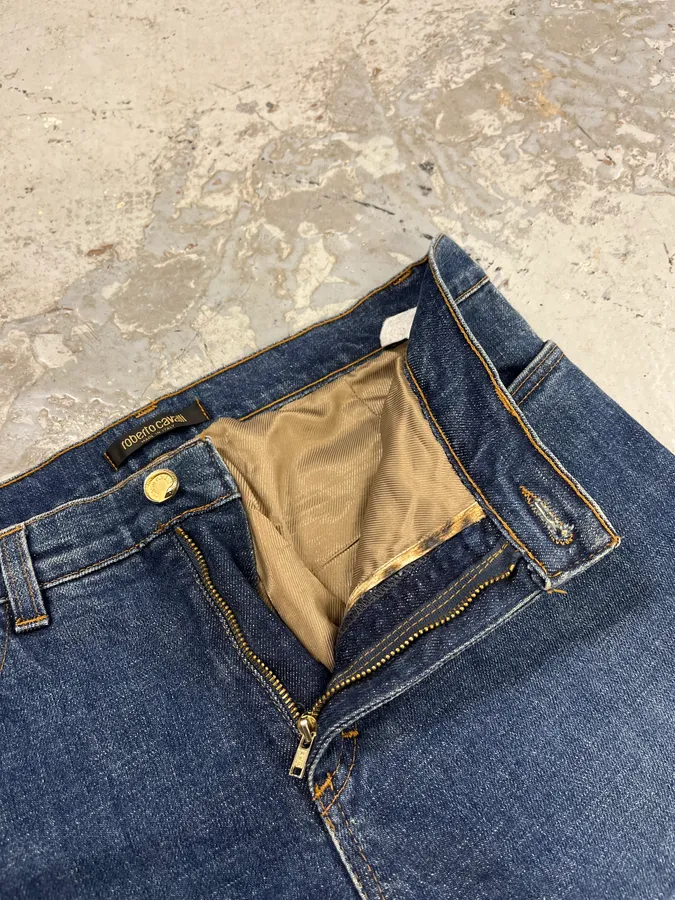 2000s Roberto Cavalli Royal Premium Embroidered Blue Denim Jeans - Image 10