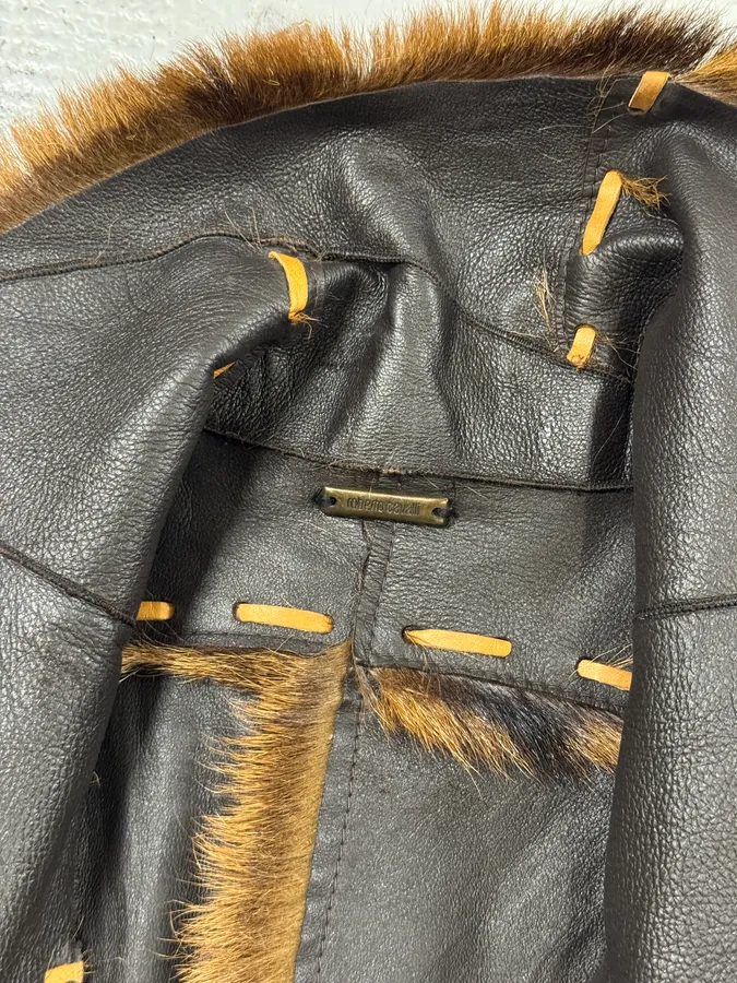 2000s Roberto Cavalli Royal Reversible Long Fur Brown Coat - Image 10