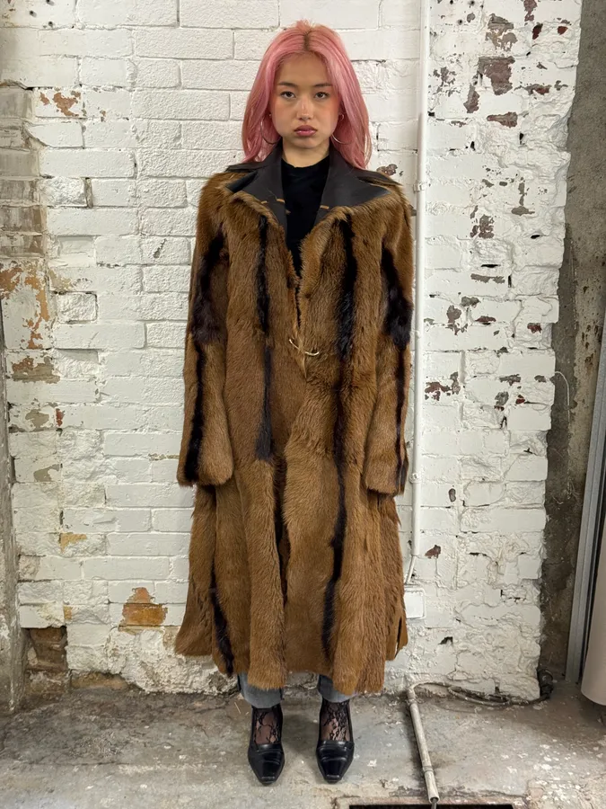 2000s Roberto Cavalli Royal Reversible Long Fur Brown Coat - Image 2