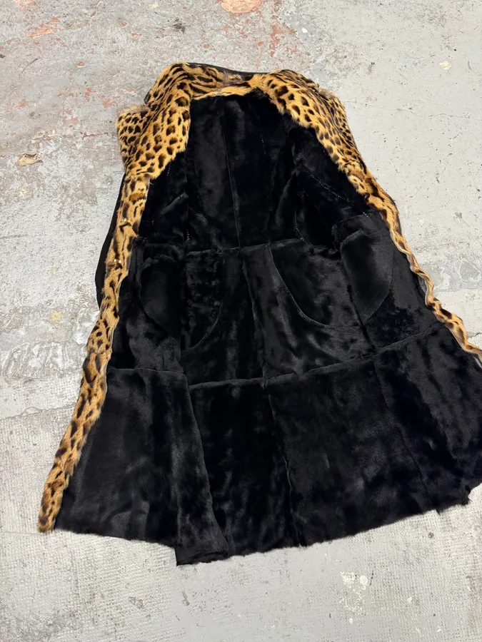 2000s Roberto Cavalli Sample Leopard Fur & Python Shearling Leather Long Coat - Image 10