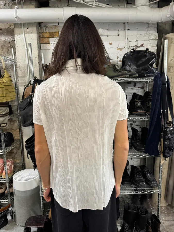 2000s Roberto Cavalli Sexy Pleats White Shirt - Image 3