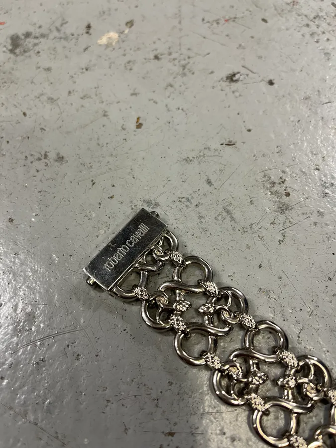 2000s Roberto Cavalli Snake Oracle Stainless Steel Bracelet - Image 6