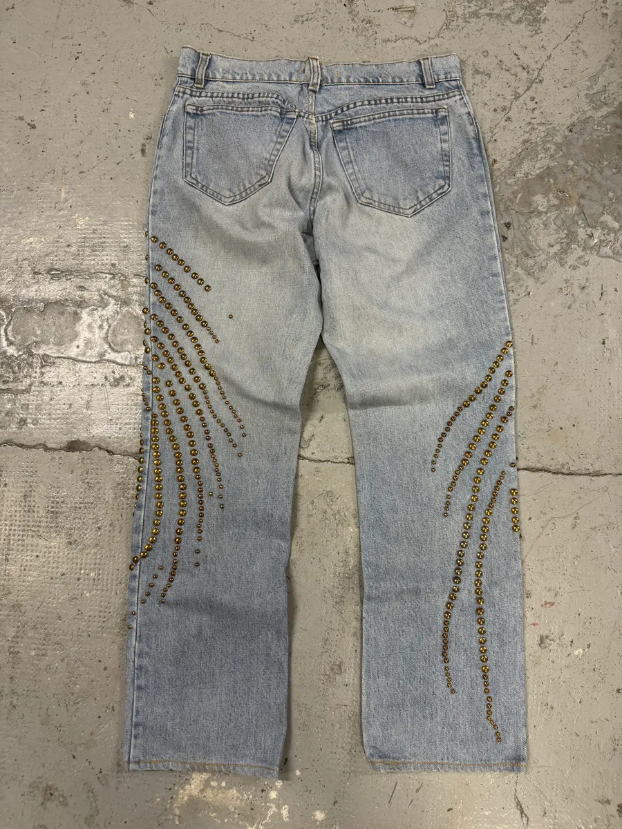 2000s Roberto Cavalli Solar Studded Blue Denim Jeans - Image 6