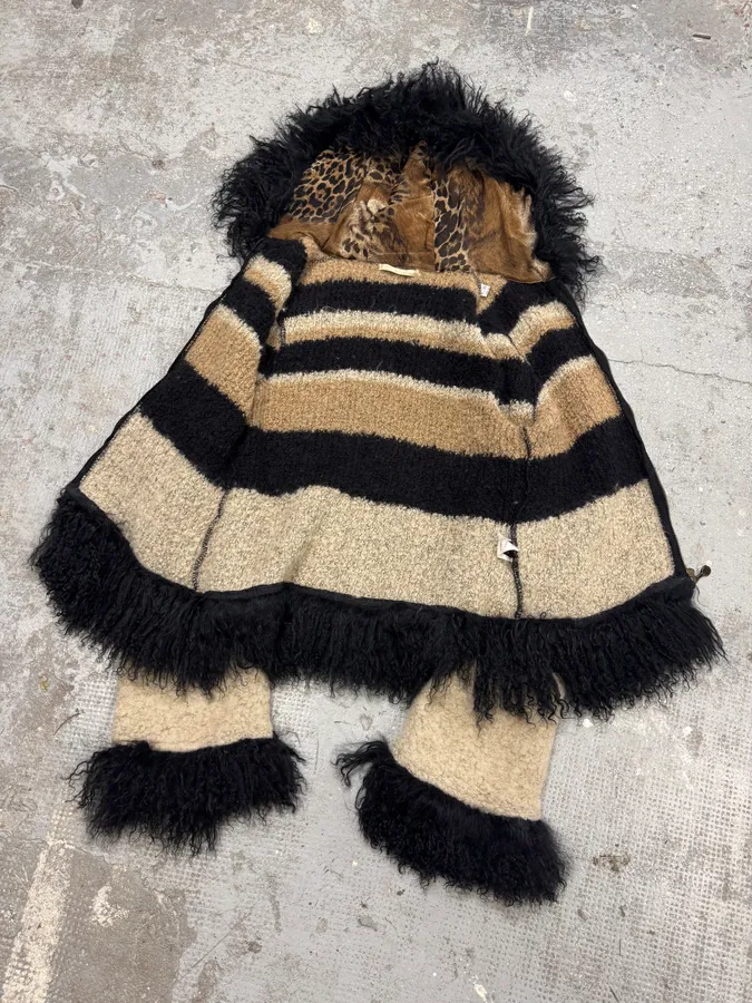 2000s Roberto Cavalli Striped Knit Distressed Zip-up Sweater - Image 5