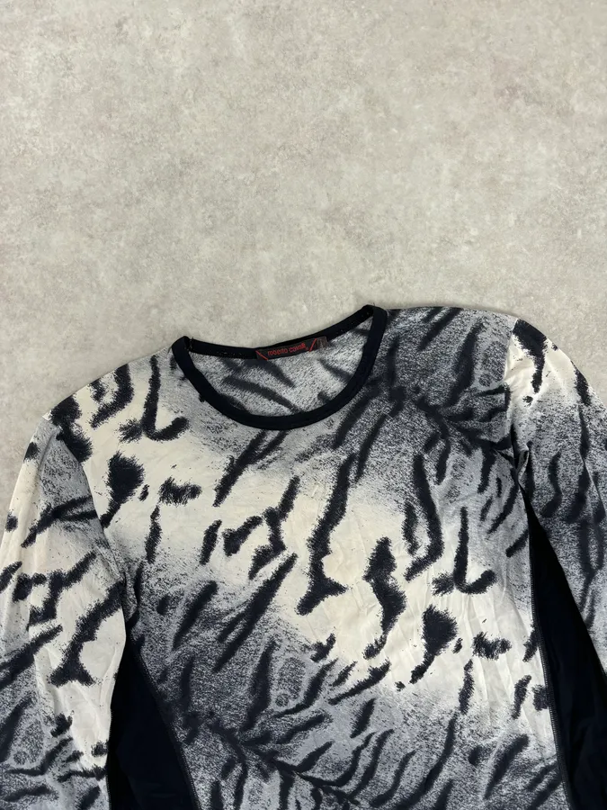 2000s Roberto Cavalli Tactical Savage Blue & White Longsleeves - Image 4