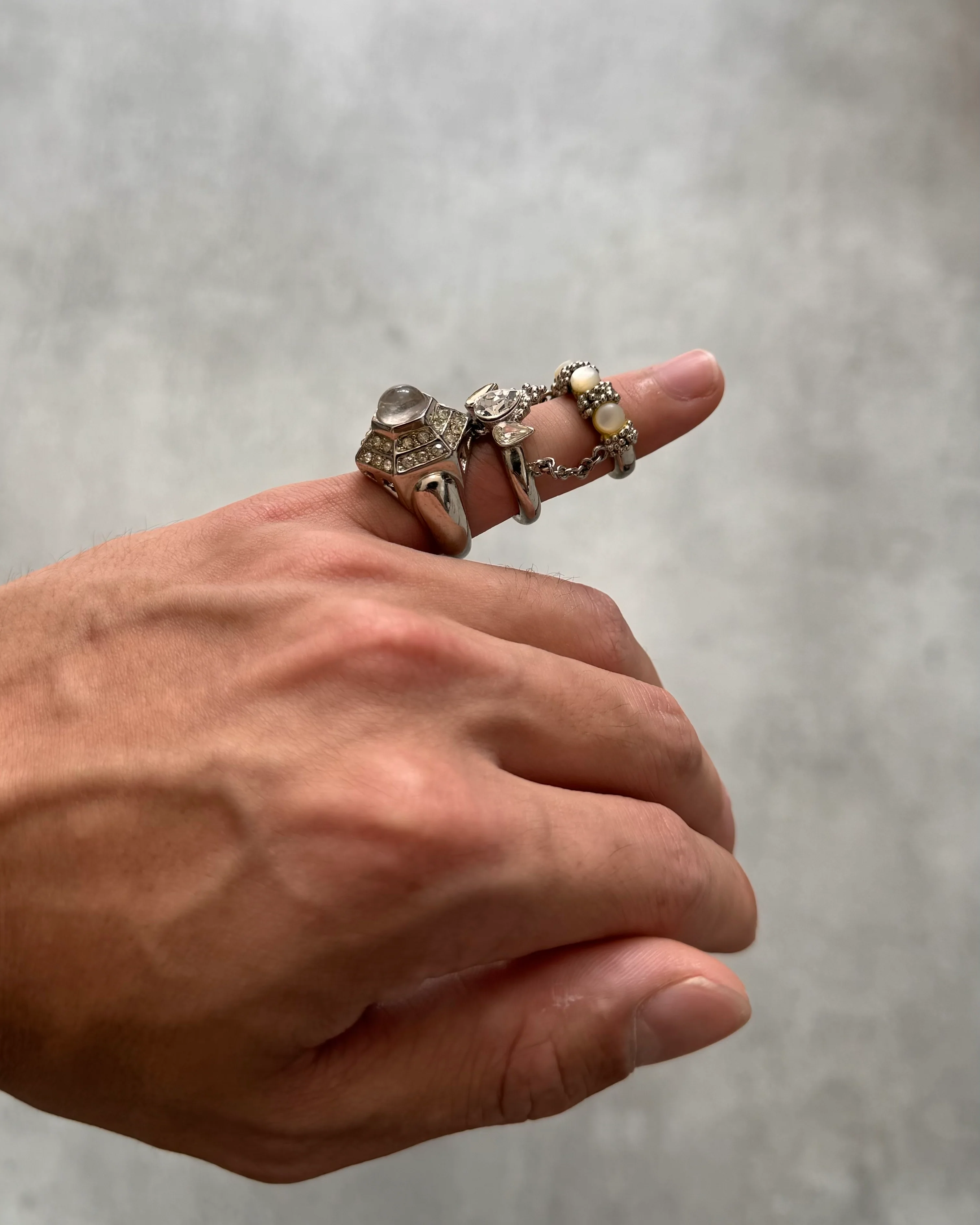 2000s Roberto Cavalli Triple Chained Rings (OS) - Image 4