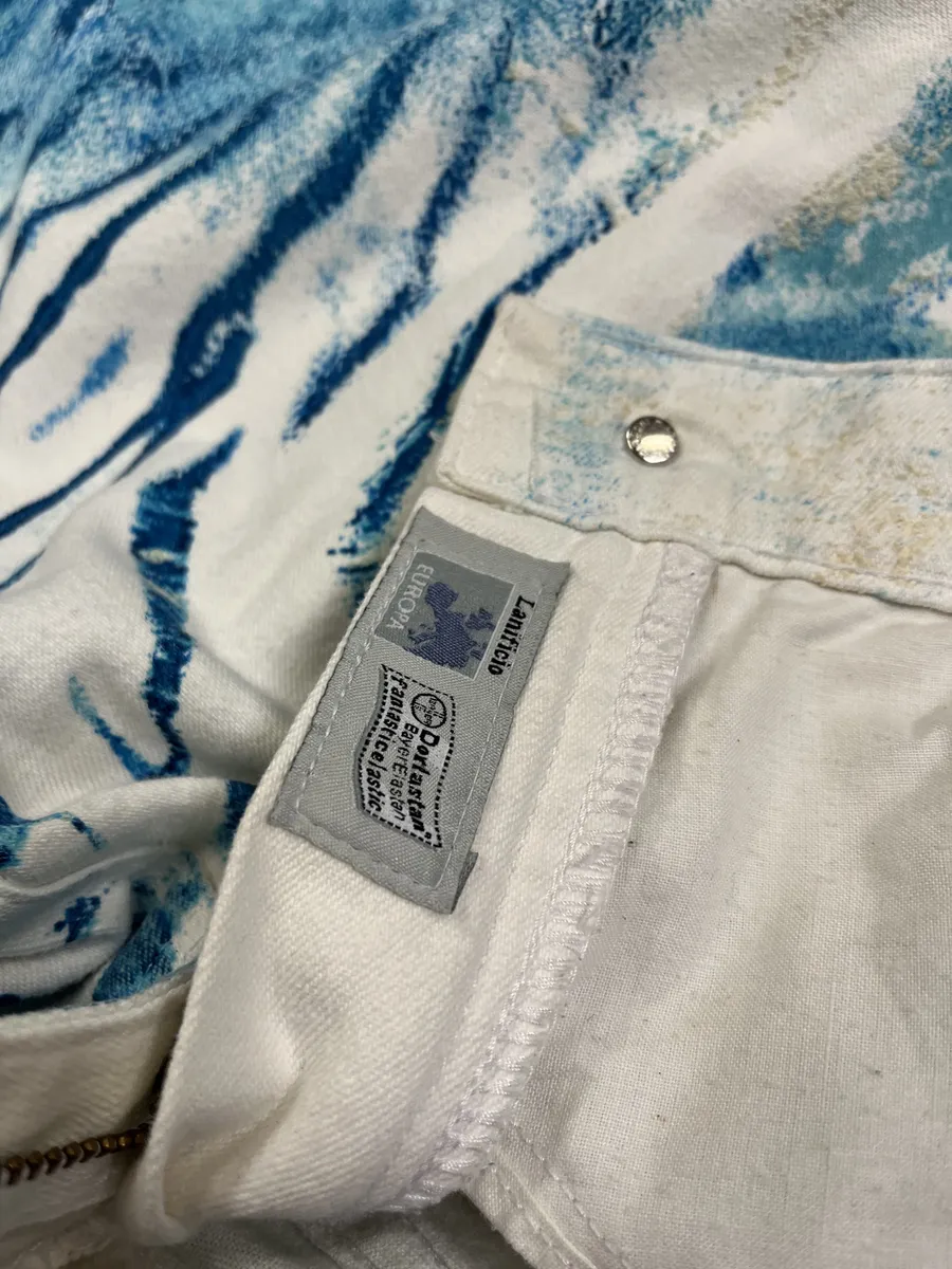 2000s Roberto Cavalli Wave Blue Aqua Tide Pants - Image 13
