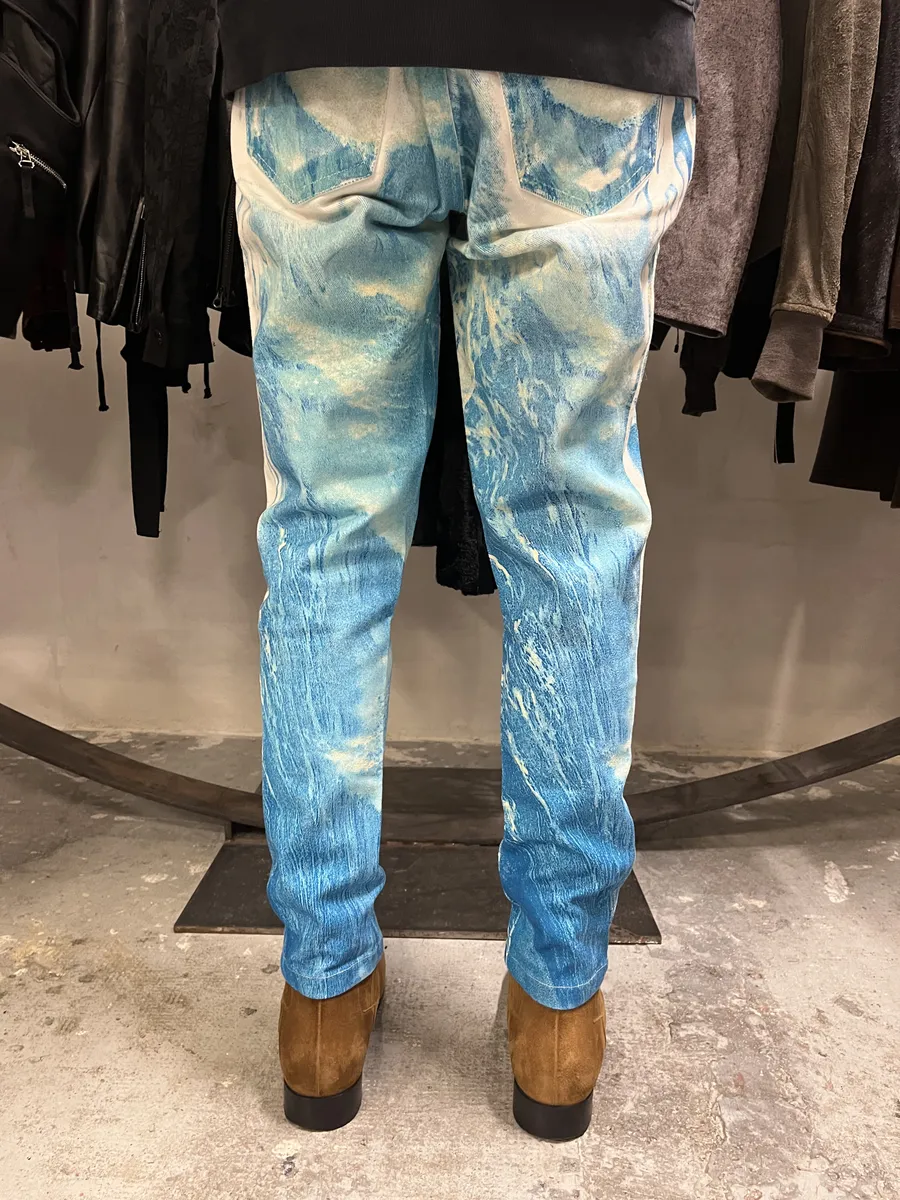2000s Roberto Cavalli Wave Blue Aqua Tide Pants - Image 3
