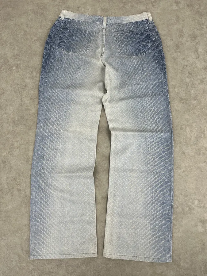 2000s Roberto Cavalli White & Blue Aqua Gradient Pants - Image 7