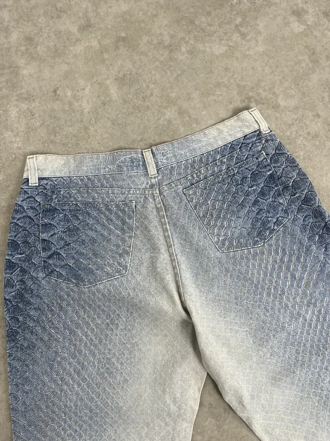 2000s Roberto Cavalli White & Blue Aqua Gradient Pants - Image 8