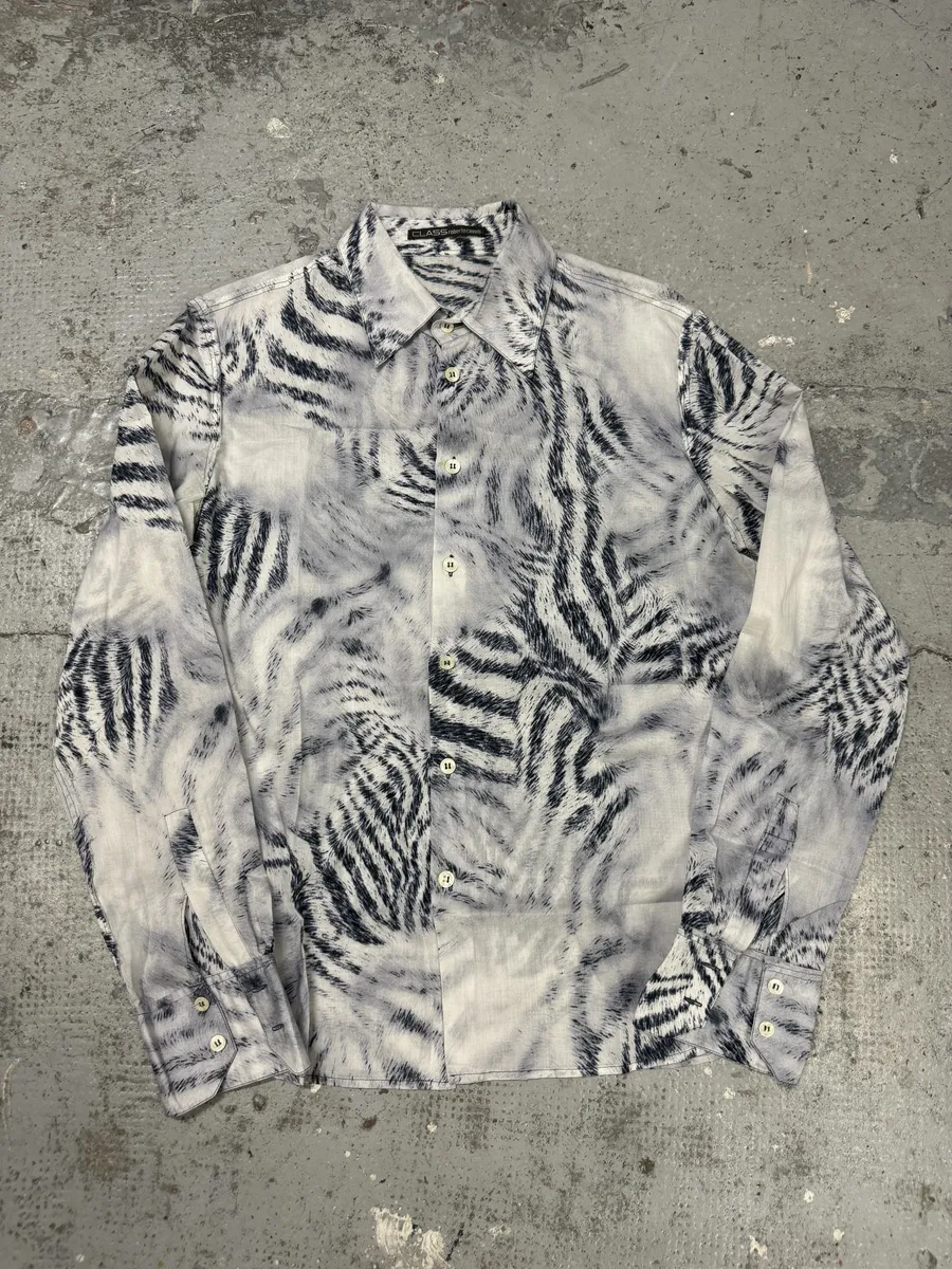 2000s Roberto Cavalli White Safari Savage Shirt - Image 5