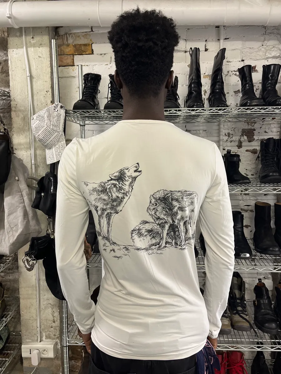 2000s Roberto Cavalli Wolves White Longsleeves - Image 4