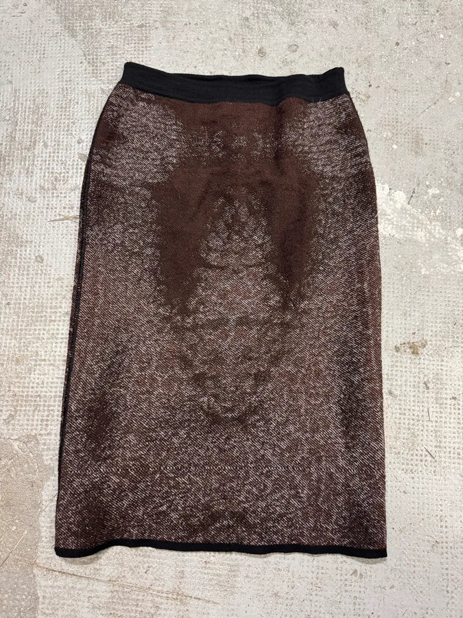 2000s Roberto Cavalli Wool Abstract Leopard Pattern Skirt & Jacket Set - Image 6