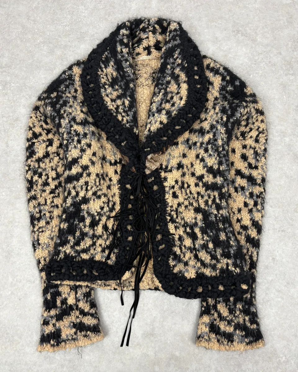 2000s Roberto Cavalli Wool Black & Beige Cardigan