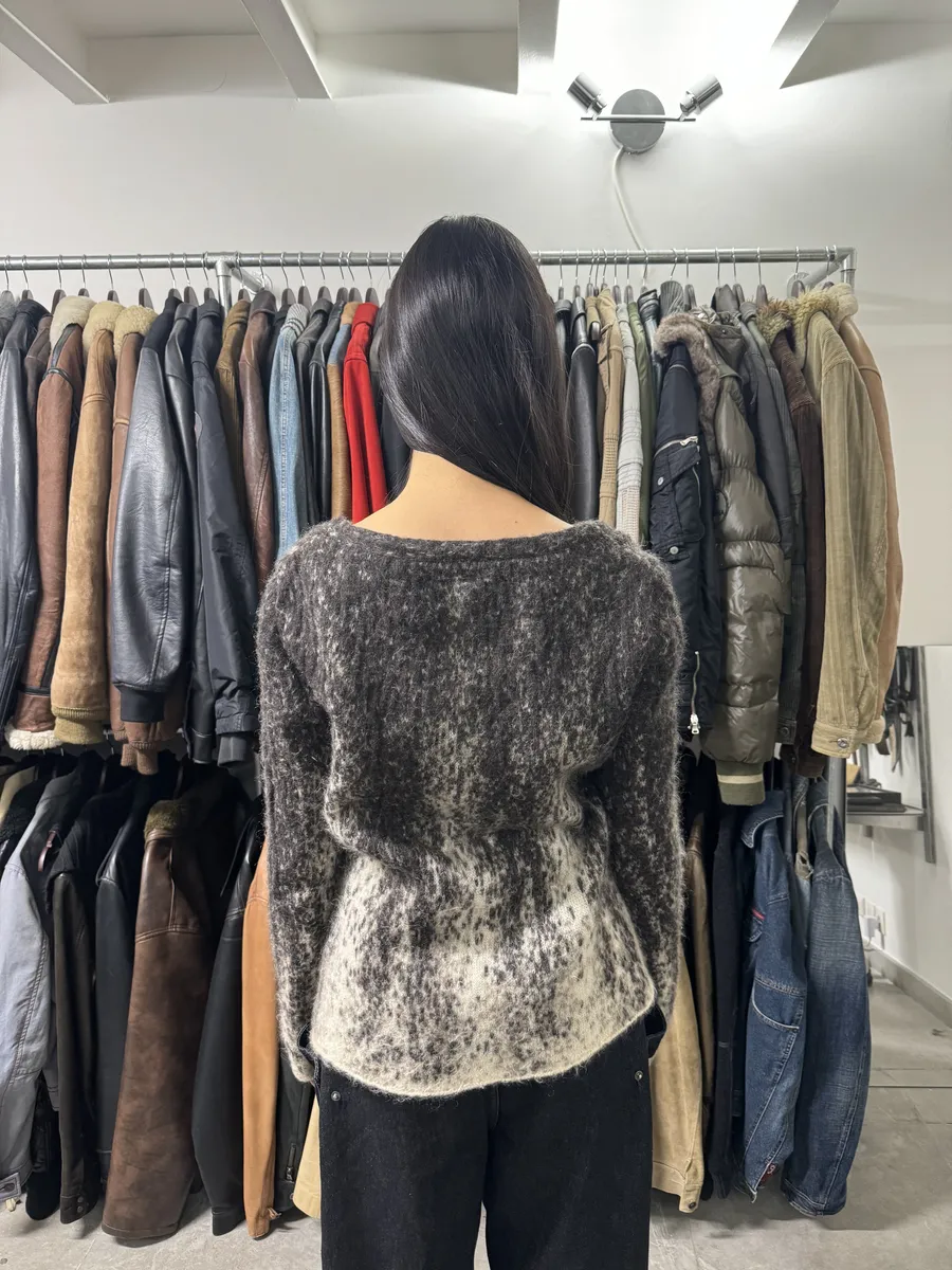 2000s Roberto Cavalli Wool & Mohair Grey Gradient Cardigan - Image 3