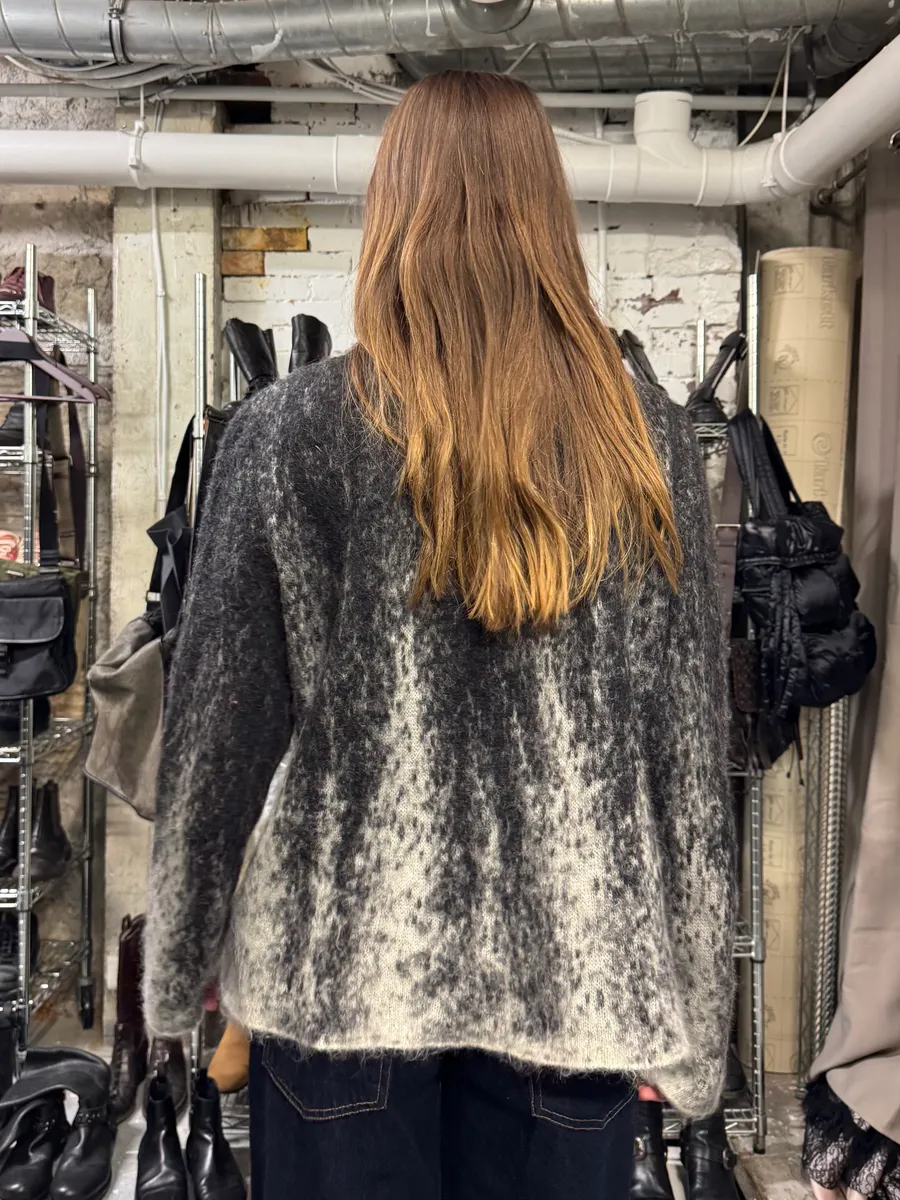 2000s Roberto Cavalli Wool & Mohair Grey Gradient Cardigan - Image 3