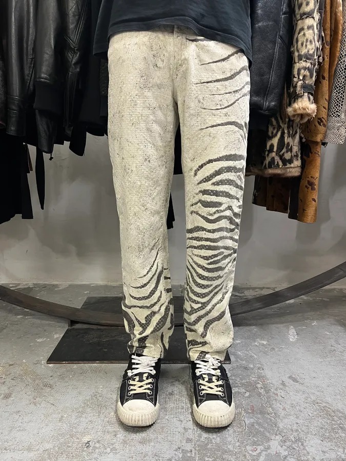 2000s Roberto Cavalli Zebra Marble Pants - Image 2