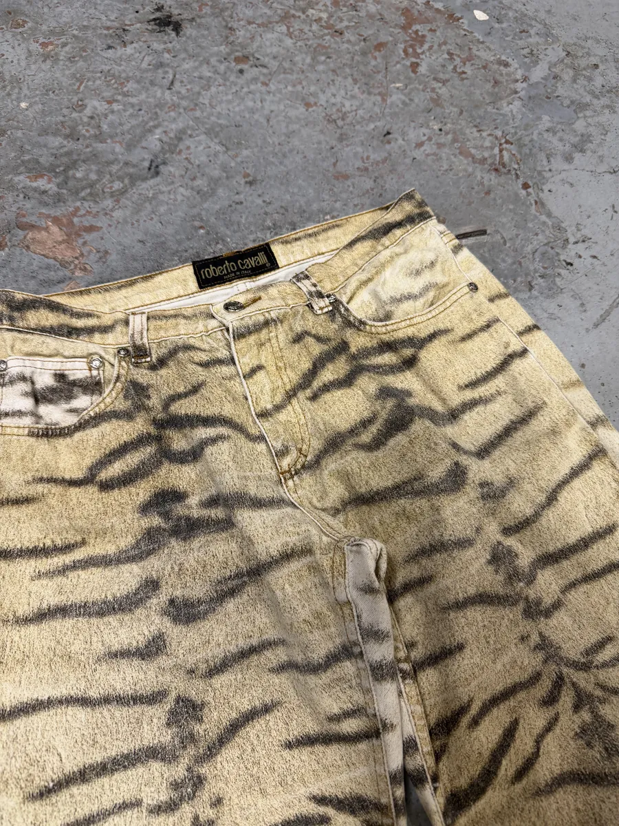 2000s Roberto Cavalli Zebra Savage Beige Pants - Image 5
