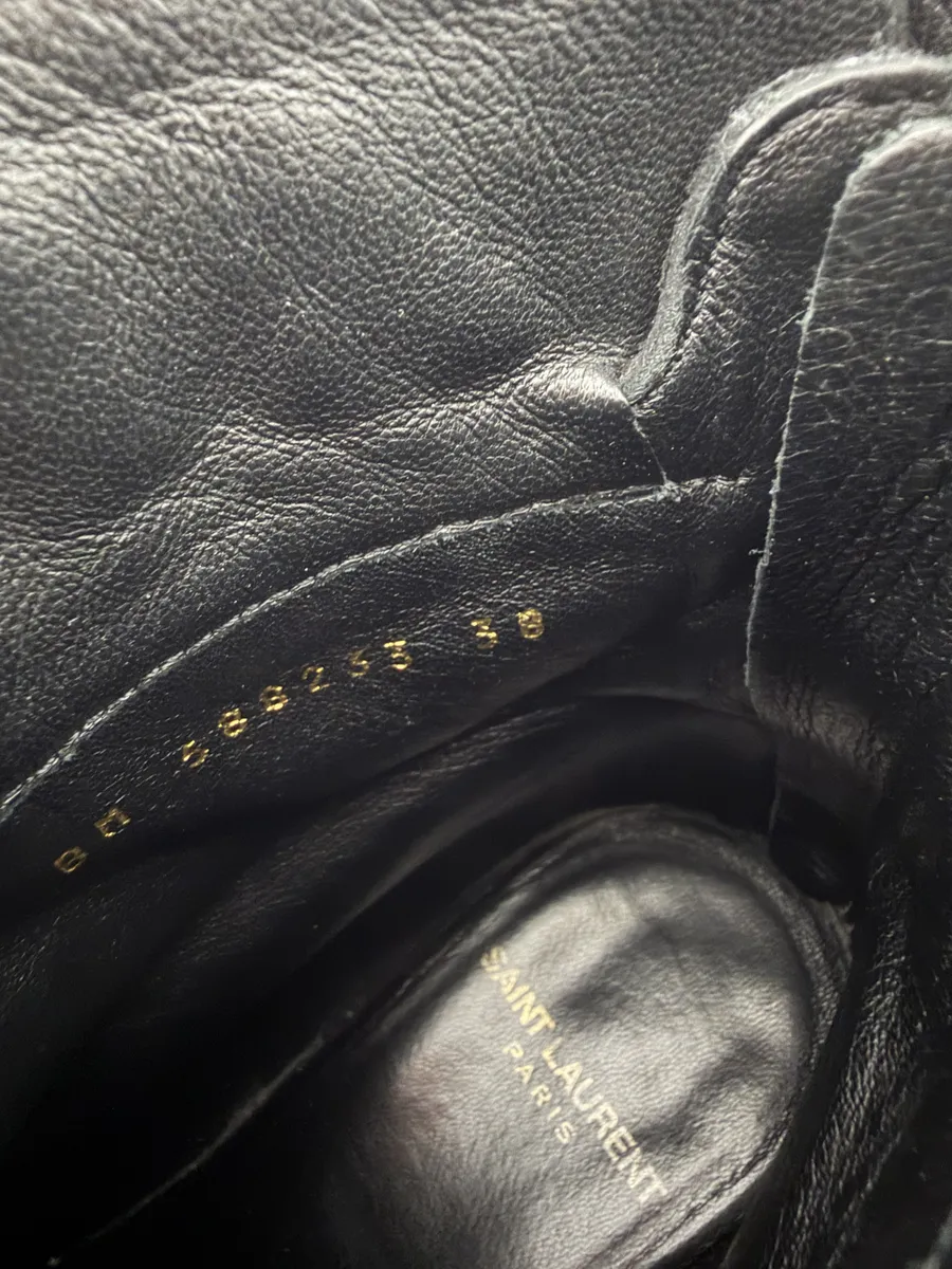 2000s Saint Laurent Black Suede Leather Buckle Boots - Image 9