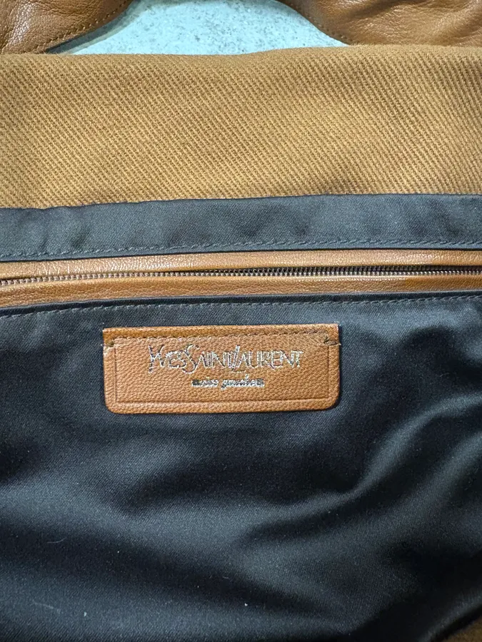 2000s Saint Laurent Hybrid Leather Studded Brown Handle Bag - Image 8