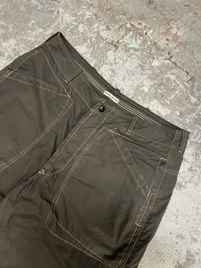 2000s Stone Island Dark Olive Summer Light Cozy Pants - Image 8