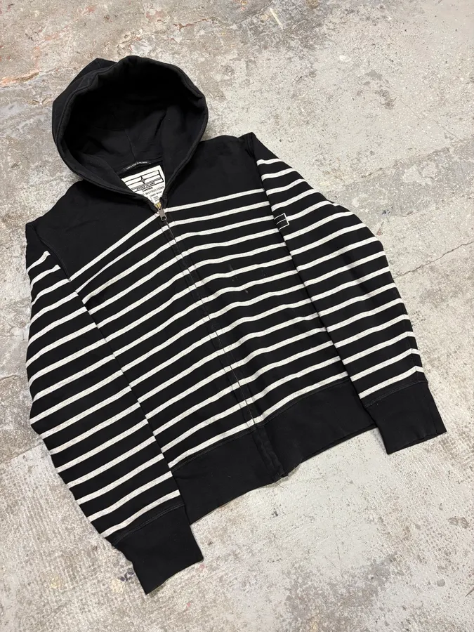 2000s Stone Island Marine Navy Striped Sweatshirt - Image 4