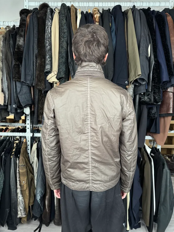 2000s Stone Island Mussola Gommata Brown Bomber Jacket - Image 5