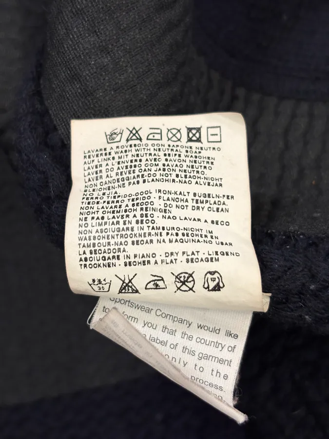 2000s Stone Island Navy Wool Compass Patch Zip-up Hoodie - Image 12